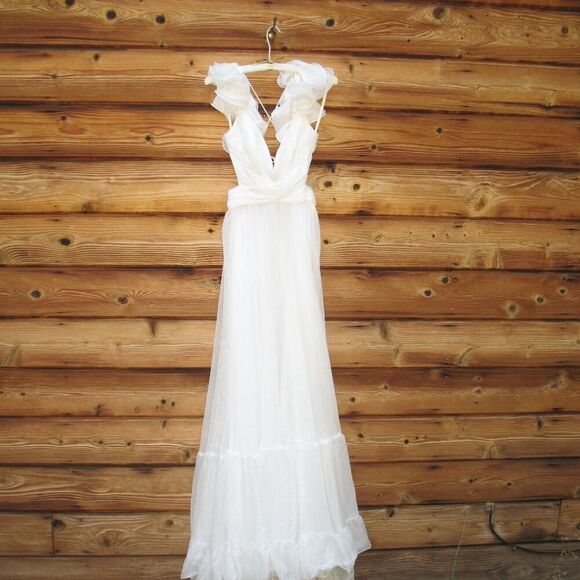 Mac Duggal 67911 Womens  Ruffled Tiered Cut Out Chiffon Gown Dress - Picture 7 of 16